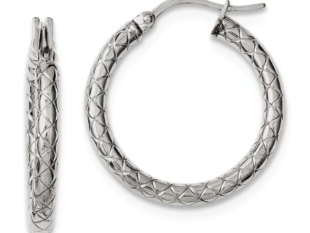 3mm Crisscross Round Hoop Earrings in Stainless Steel - 25mm (1 in) Online