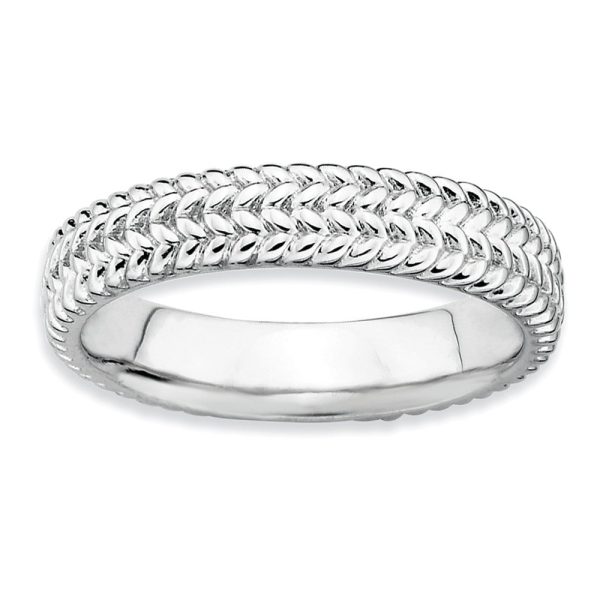 4.5mm Stackable Sterling Silver Wheat Band Online Sale