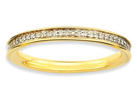 2.25mm 14K Gold Plated Silver Stackable 1 5 Cttw HI I3 Diamond Band Hot on Sale