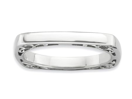 2.25mm Stackable Sterling Silver Square Side Scroll Band For Discount