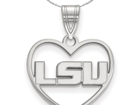 Sterling Silver Louisiana State Heart Pendant Necklace Discount