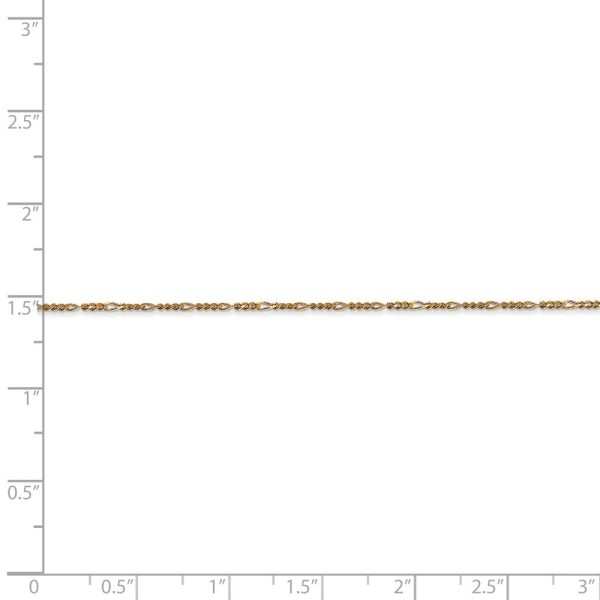 1.25mm, 14k Yellow Gold, Flat Figaro Chain Bracelet, 7 Inch For Sale