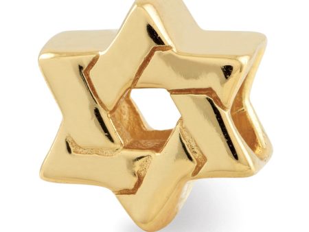 Star of David Bead Charm in 14k Yellow Gold Plated Sterling Silver Online now