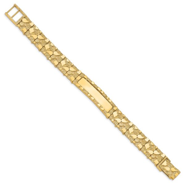 Men s 14k Yellow Gold 12mm Nugget I.D. Bracelet - 8 Inch Discount