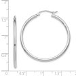 2mm x 35mm 14k White Gold Classic Round Hoop Earrings Discount